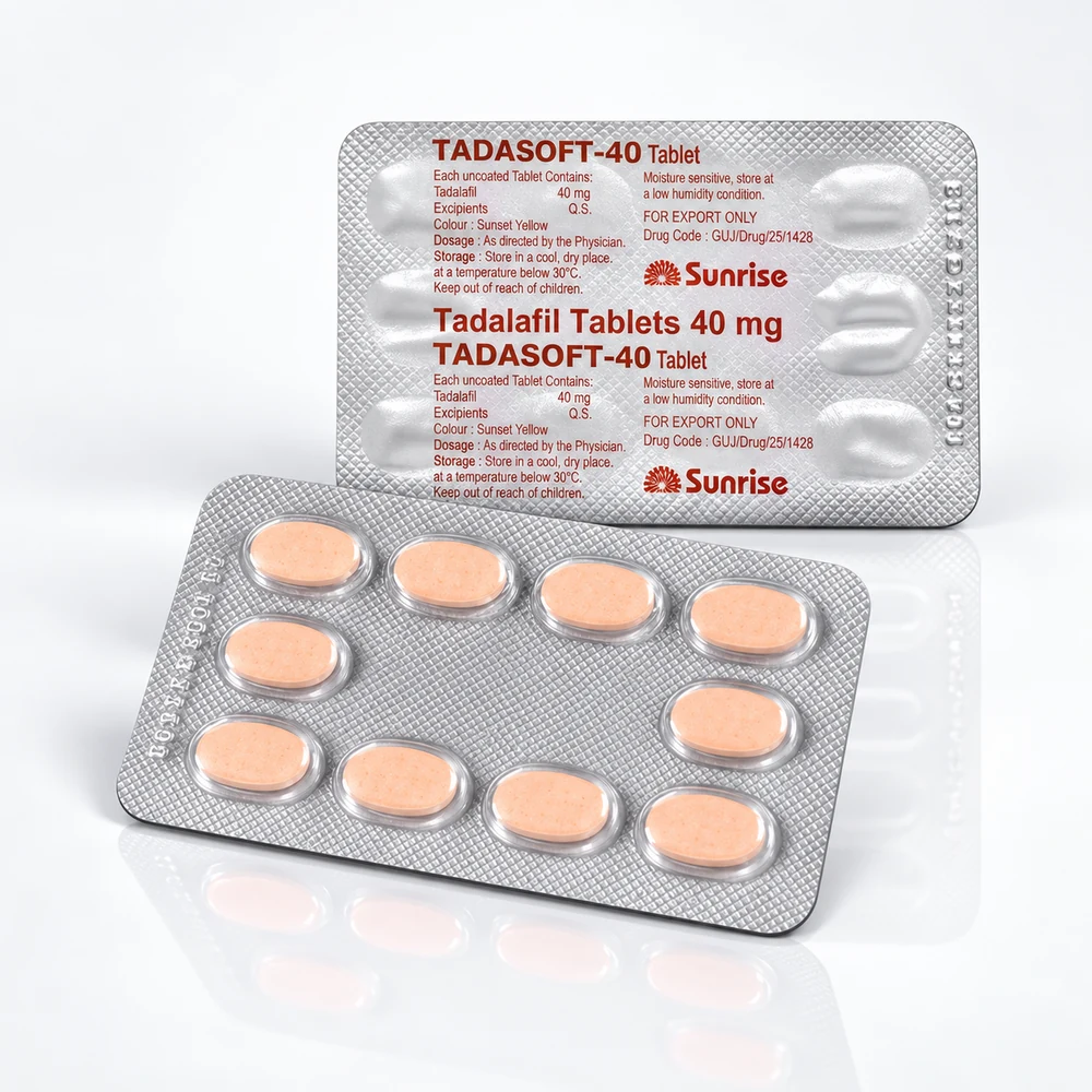 Tadasoft 40 mg – přední a zadní strana blistru s meruňkovými tabletami