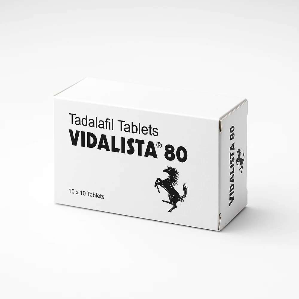 Vidalista 80 mg – bílá krabička s označením síly 80 mg