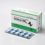 Cenforce 100 mg – krabička a blistr s deseti modrými tabletami