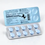 Cenforce Professional 100 mg – přední a zadní strana blistru se světle modrými tabletami