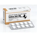 Cenforce soft 100 mg – krabička a blistr s deseti bílými žvýkacími tabletami
