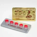 Cobra 120 mg – přední a zadní strana blistru s červenými tabletami