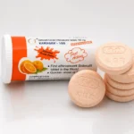 Kamagra šumivé tablety 100 mg – otevřená tuba s kulatými šumivými tabletami