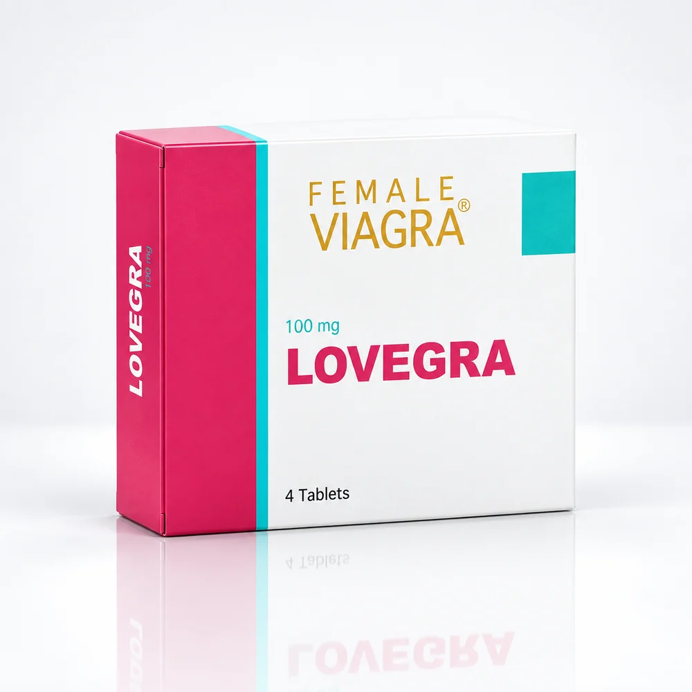 Lovegra 100 mg – samostatná bílorůžová krabička Lovegra 100