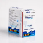 Kamagra Oral Jelly 100 mg – přední a zadní pohled na krabičku gelových sáčků