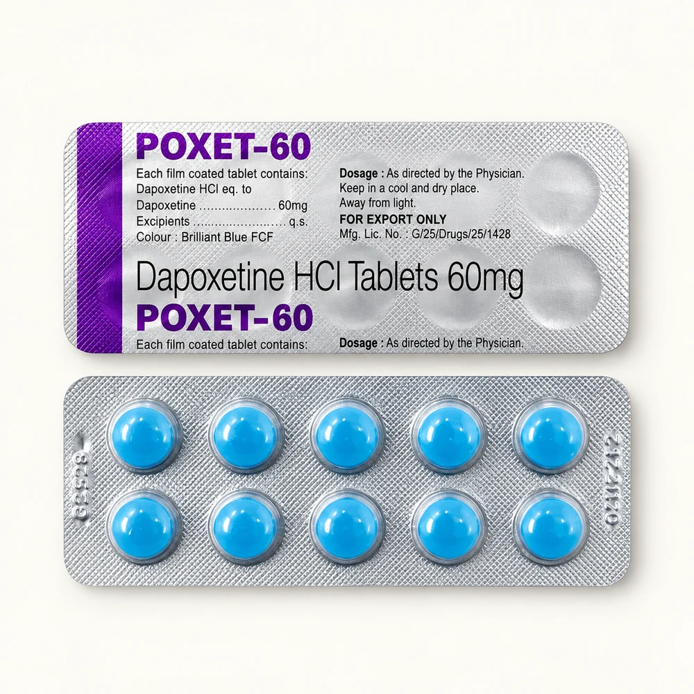 Poxet 60 mg – přední a zadní strana blistru Poxet 60