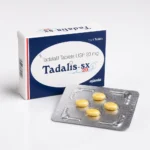 Tadalis sx- 20 mg – krabička a blistr se čtyřmi žlutými tabletami