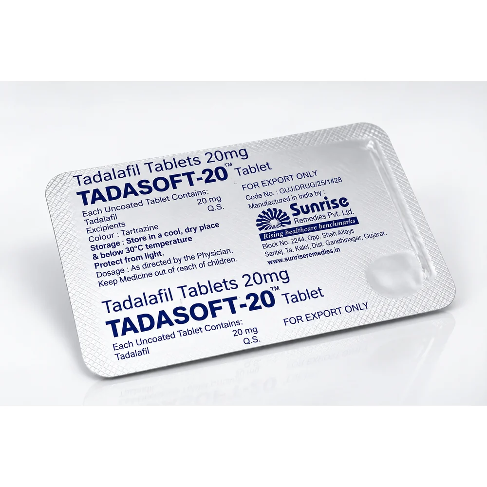 Tadasoft 20 mg – zadní strana blistru označeného Tadasoft 20