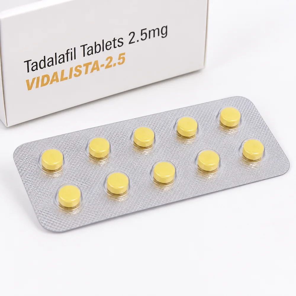 Vidalista 2.5 mg – krabička a detail blistru s deseti tabletami